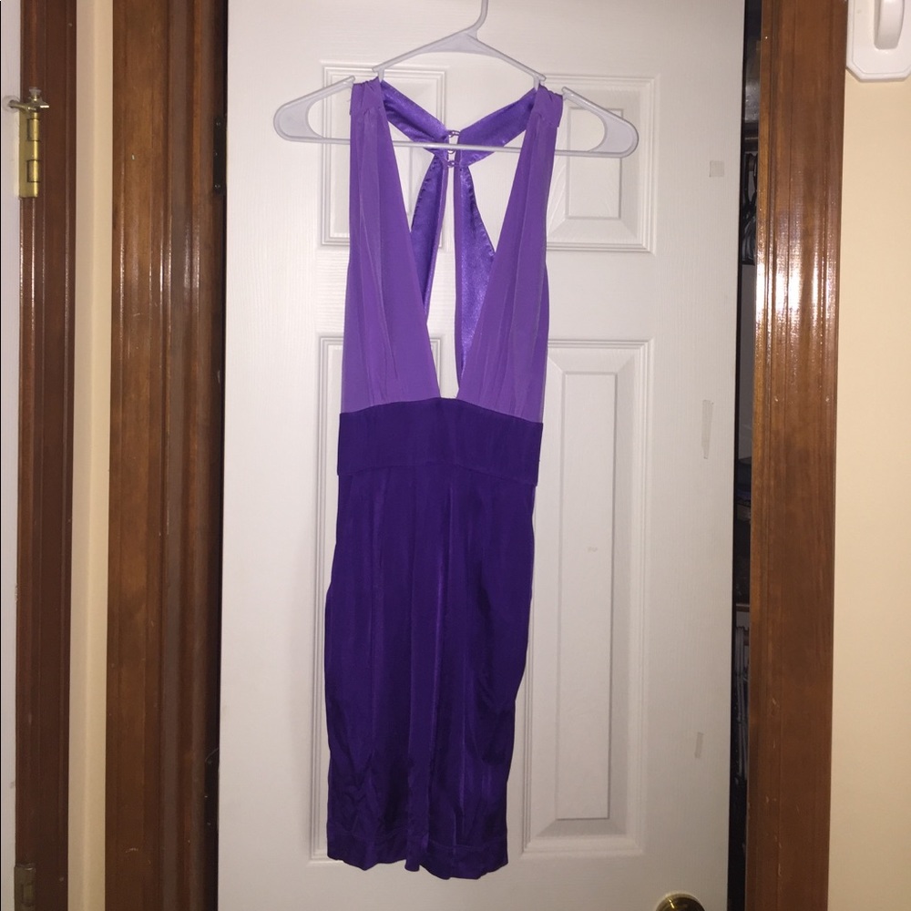 Bebe two-tone plunging v-neck dress.