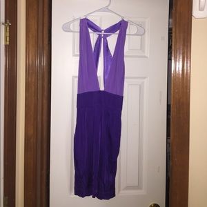 Bebe two-tone plunging v-neck dress.