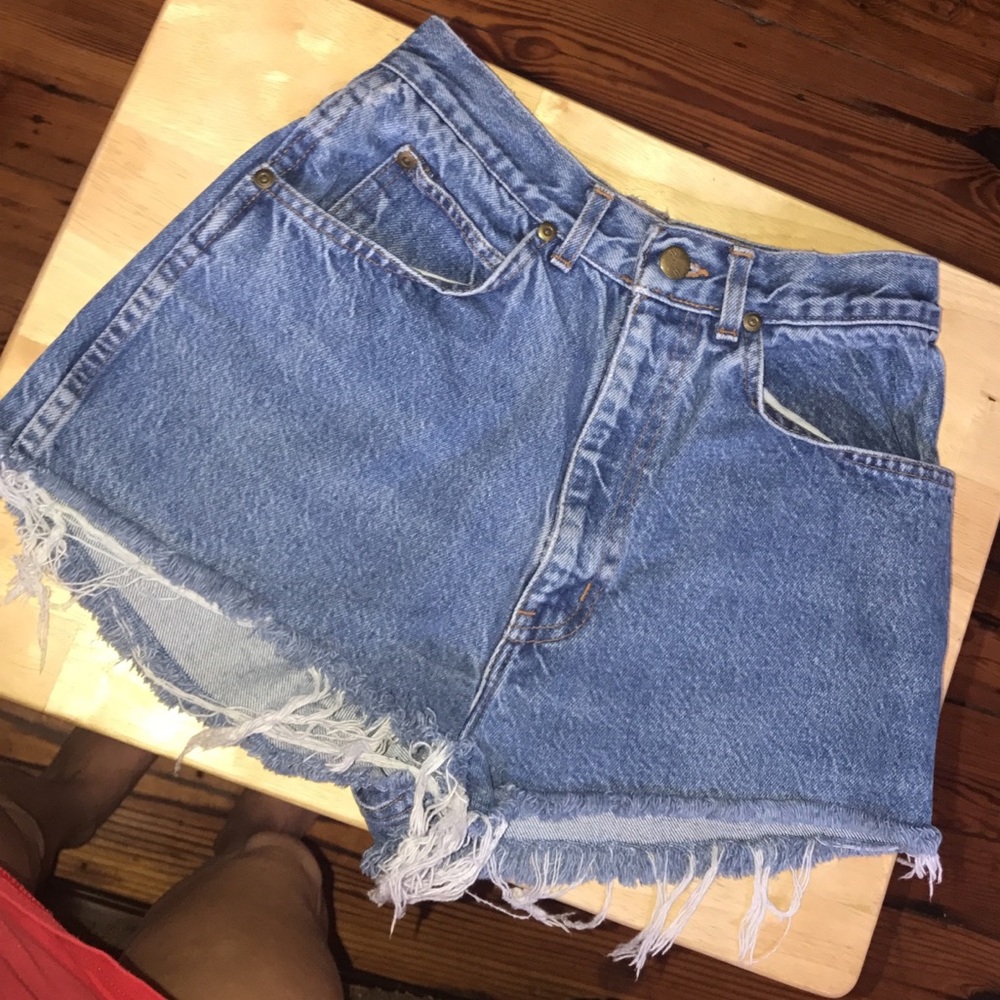 High waisted denim shorts