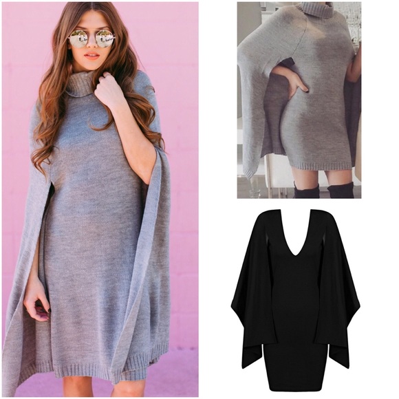cape sweater dress