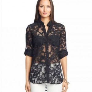 DVF black lace blouse. Sz. 10