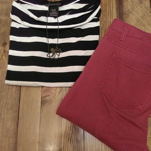NWOT Striped cowl neck tee