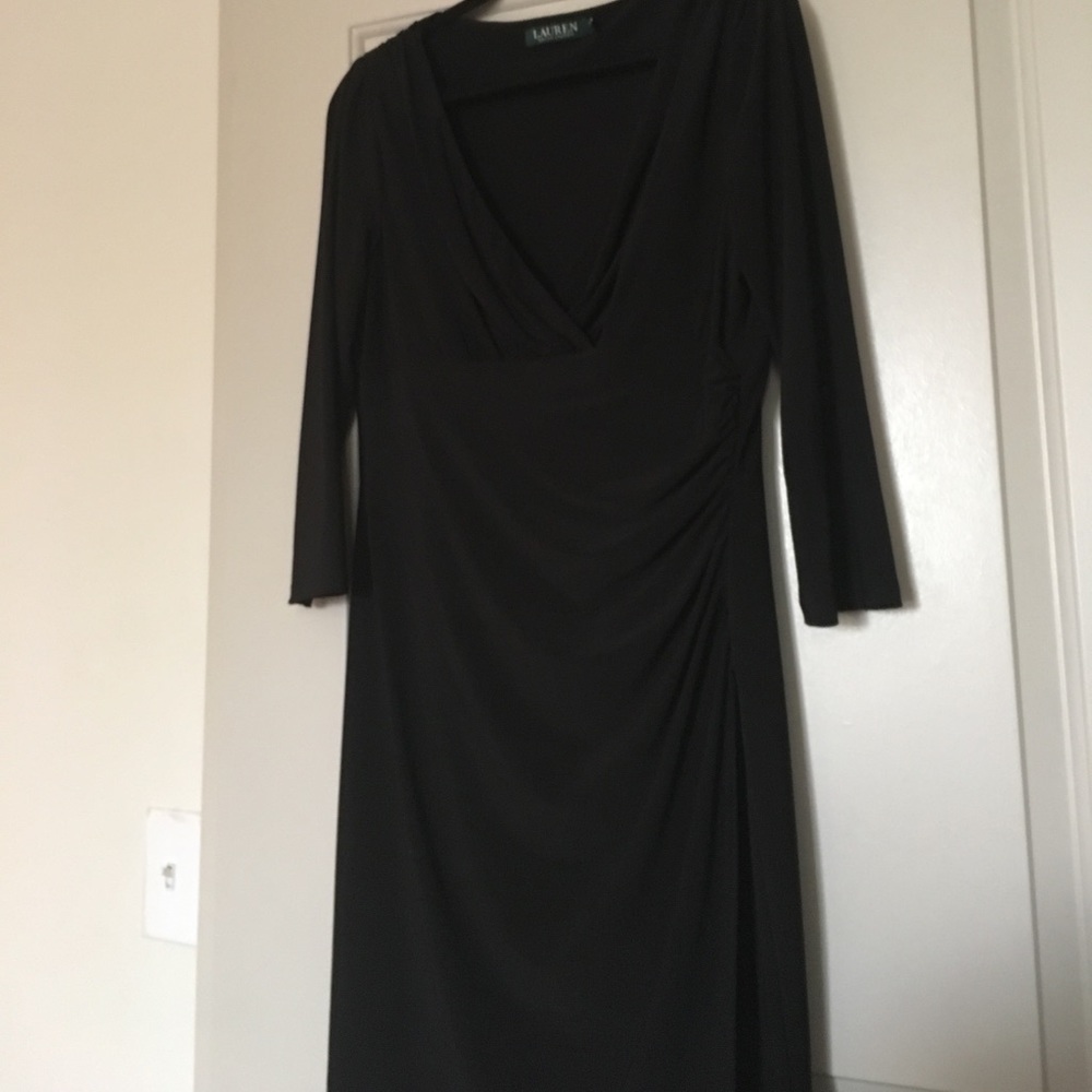 Black Faux Wrap Dress