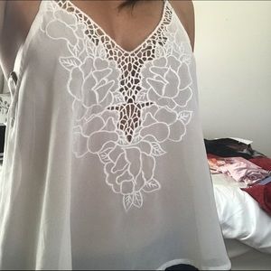 🌸Brandy Melville Sheer Floral Cut Out Tank Top🌸