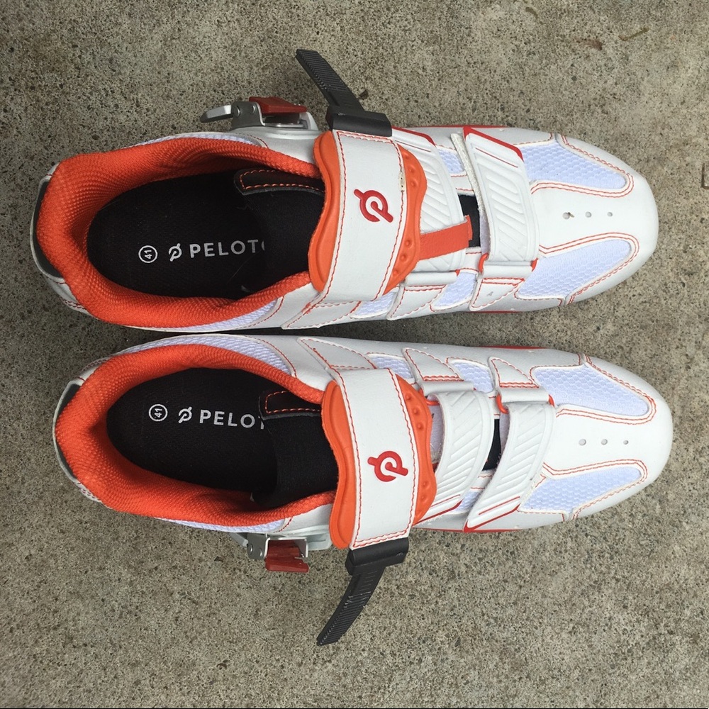 PELOTON Cycling / Spinning Shoes - White + Orange