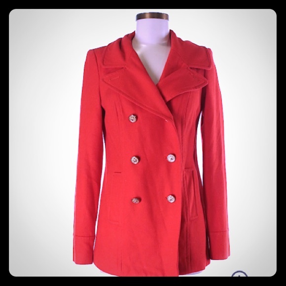 Old Navy Jackets & Blazers - Old Navy Orange Wool Blend Pea Coat