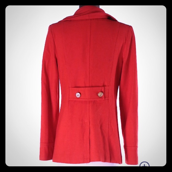 Old Navy Orange Wool Blend Pea Coat - Picture 2 of 4