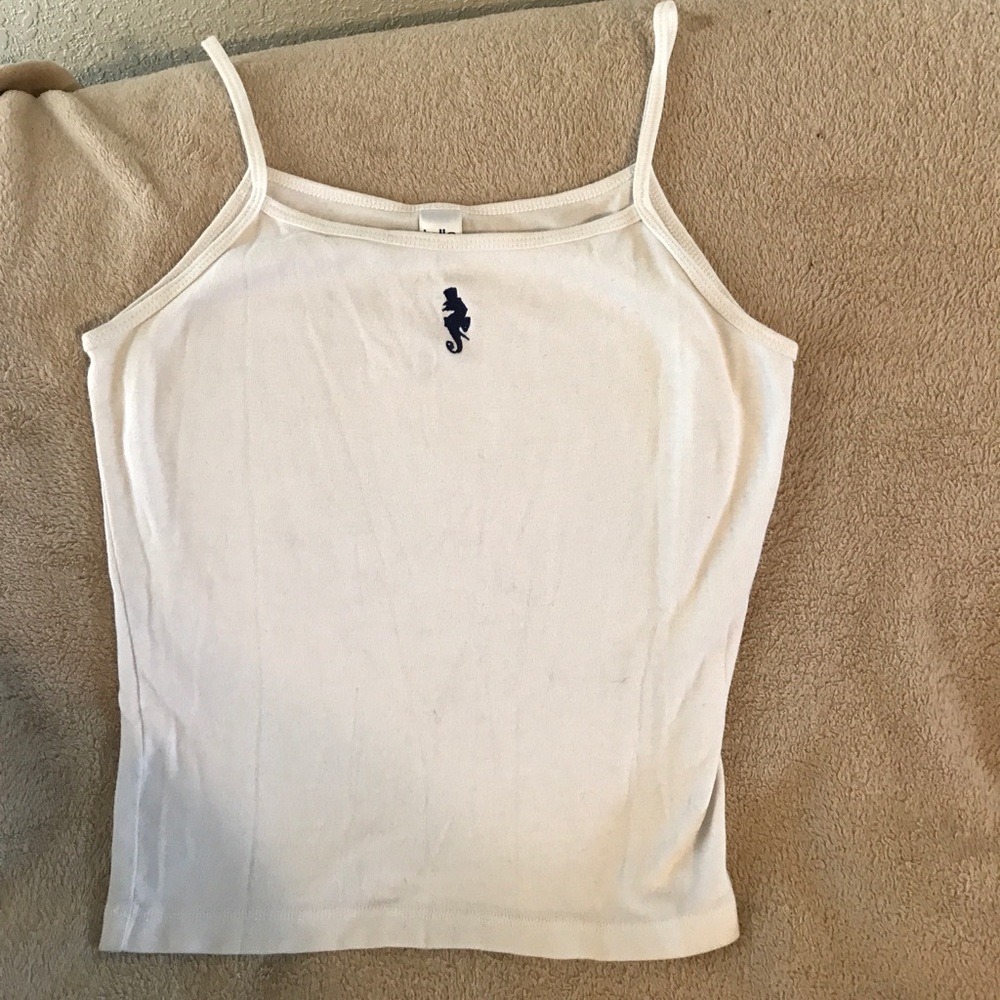 White tank with seahorse embroidered