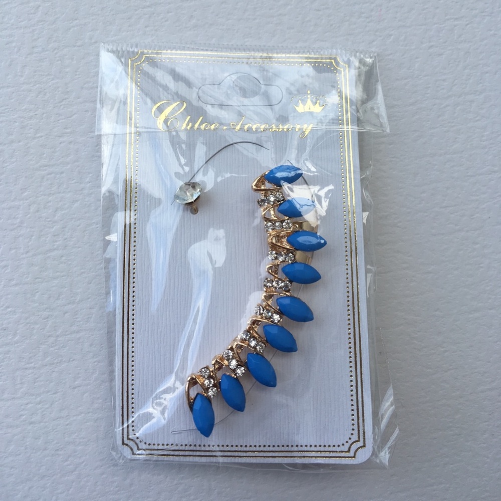 Ear Cuff Rhinestone Blue