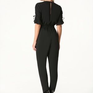 Bebe Black Shirred Sleeve Jumpsuit