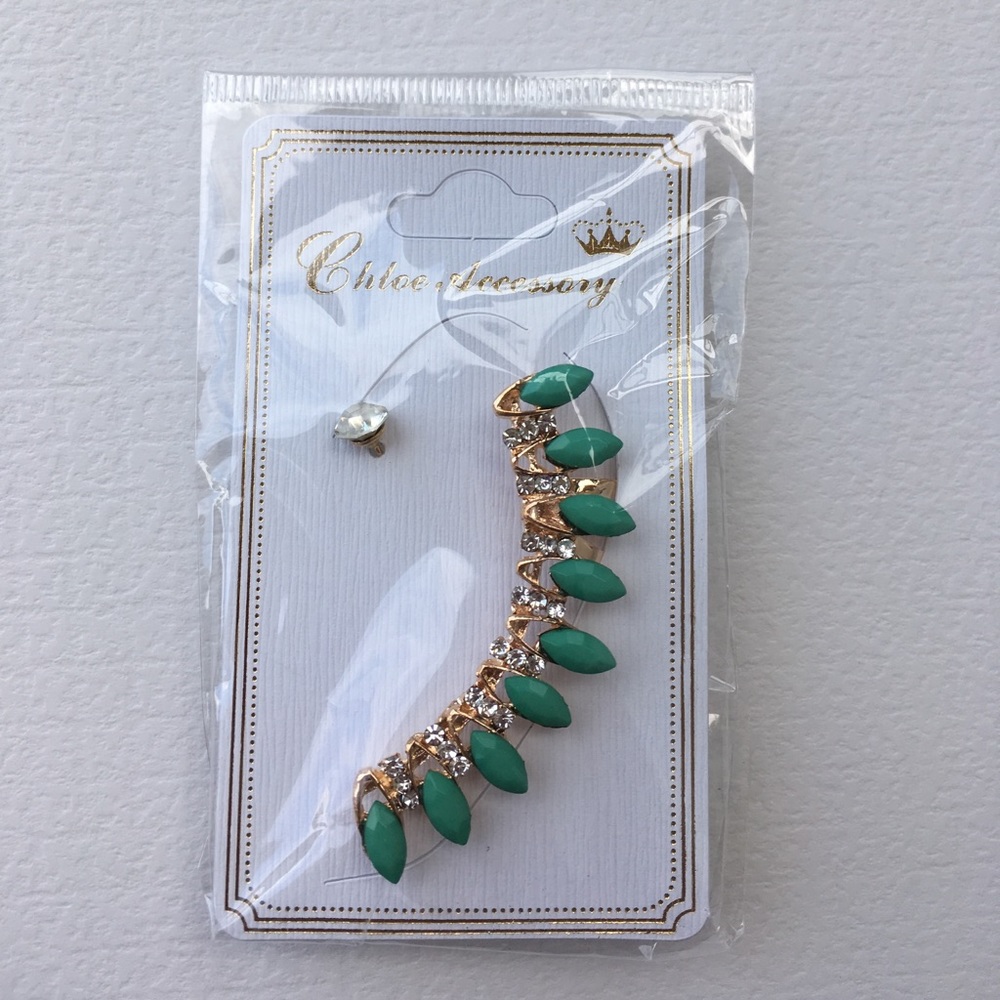 Ear Cuff Rhinestone Mint Green
