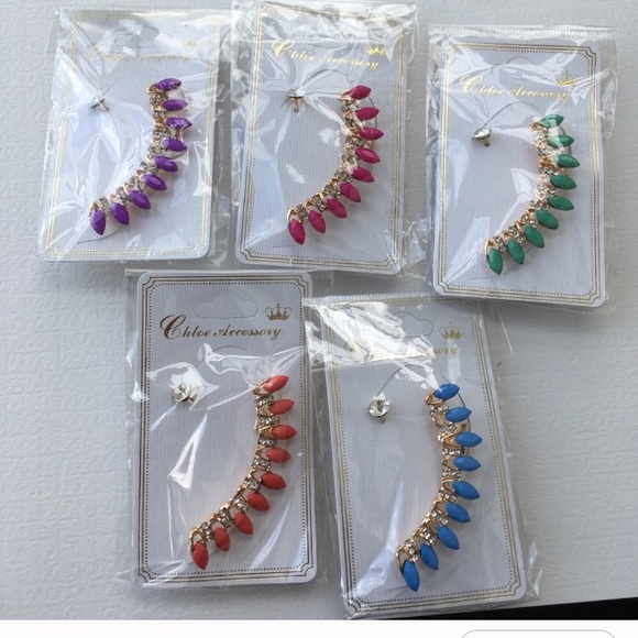 Ear Cuff Rhinestone Mint Green - Picture 4 of 4