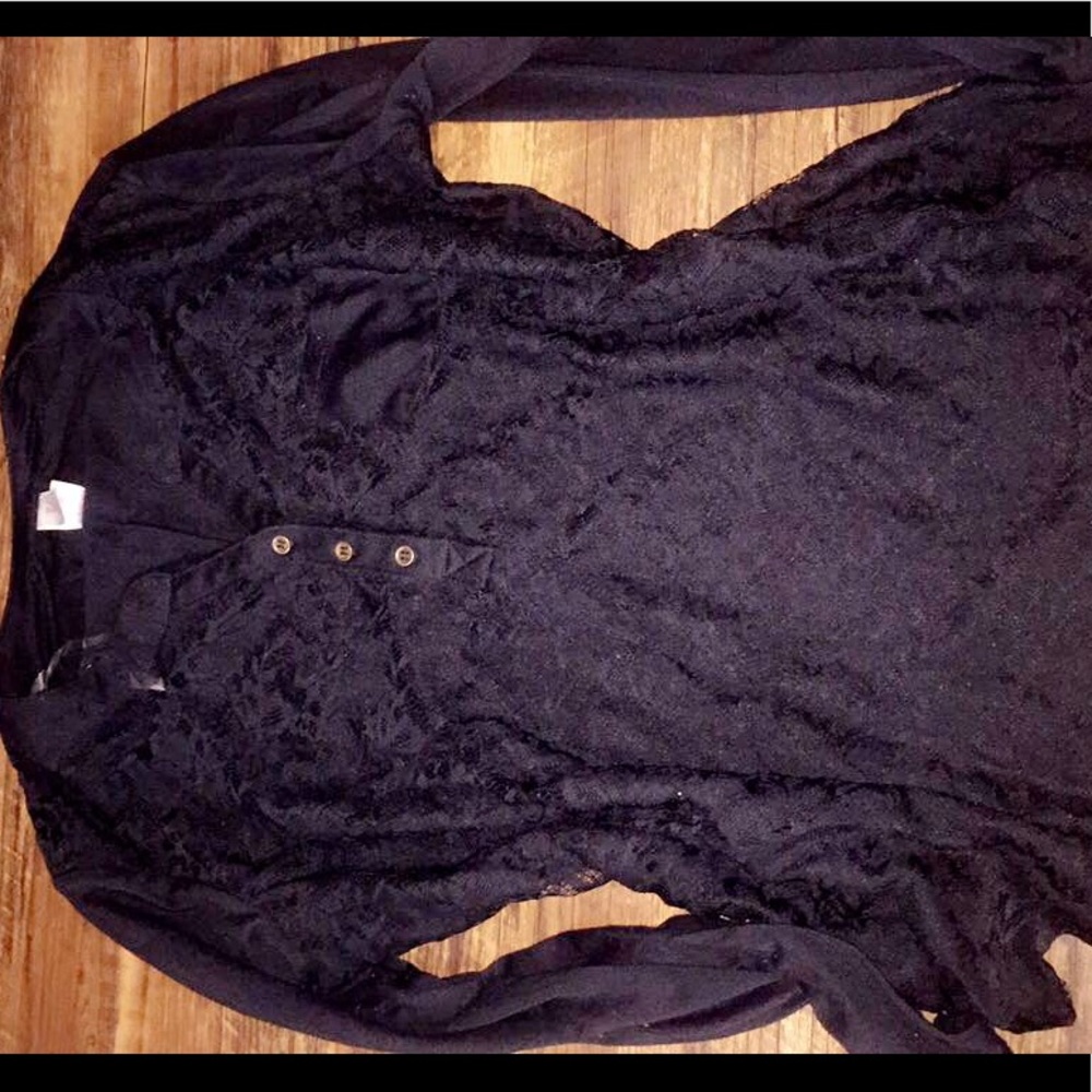 Black lace long sleeve shirt