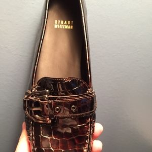 New Stuart Weitzman Patent Leather Brown Loafer 10