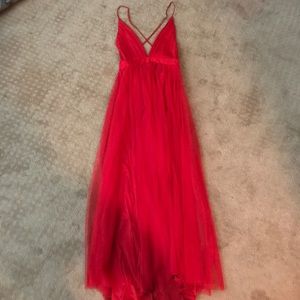 Red long prom dress