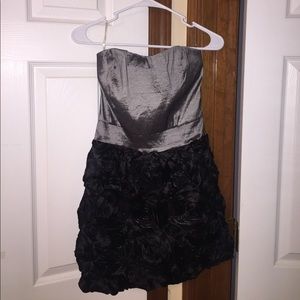 Nikibiki silver&black boutique rose petal dress.