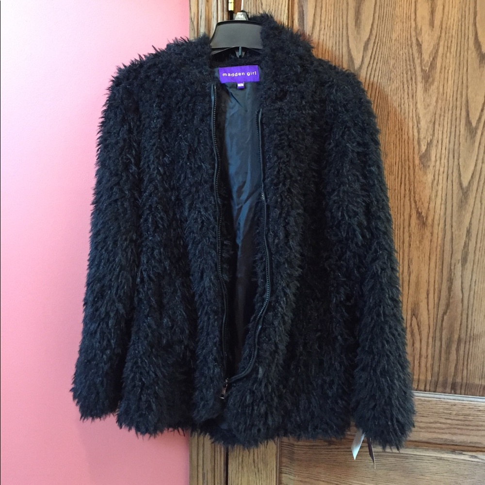 Furry hooded coat