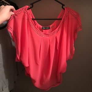 Pink over the shoulder blouse