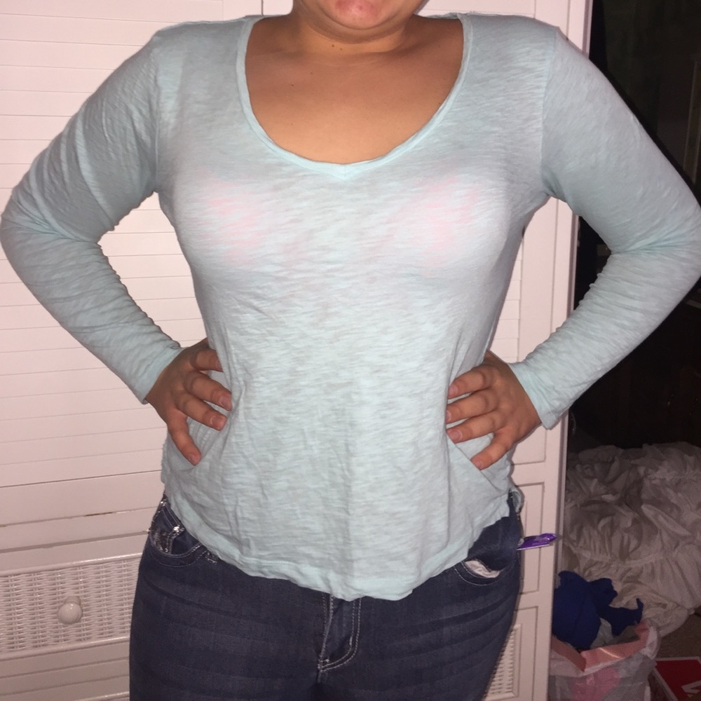 Blue v neck top