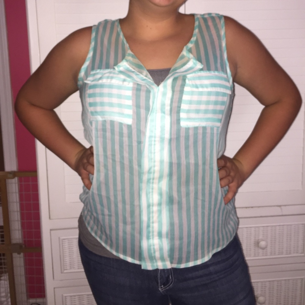 Sheer striped sleeveless shirt