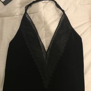 Black velvet V cut body suit!