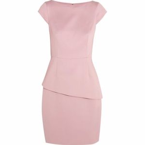 Halston Heritage asymmetric peplum dress pink