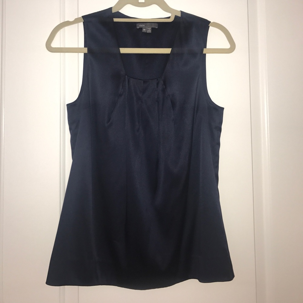 Vince navy silk blouse