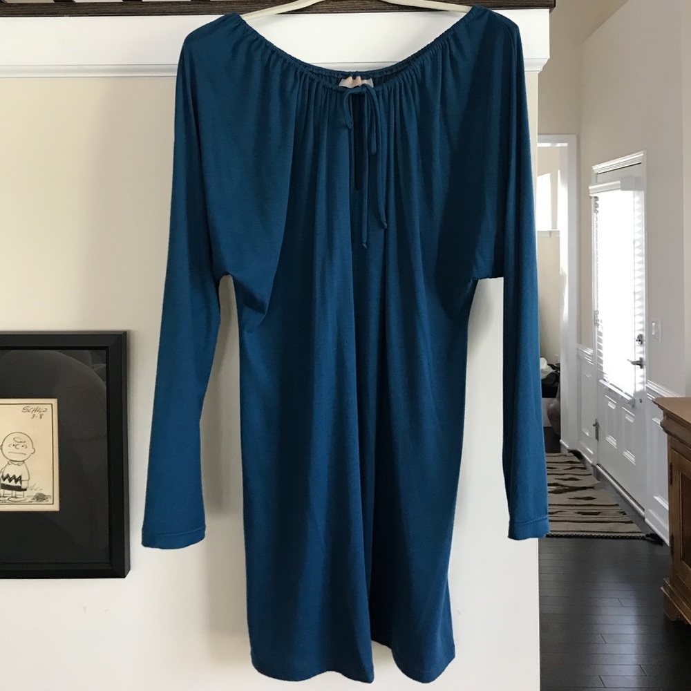 Simple long sleeve blue dress