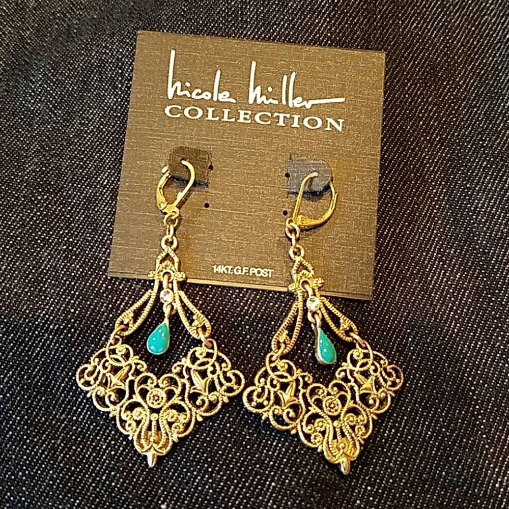 Nicole Miller Collection gold filigree earrings