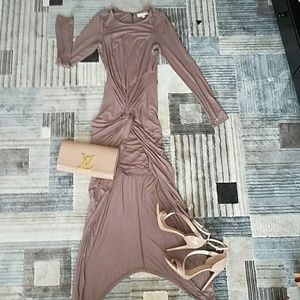 Long Sleeve Hi-low Evening Dress