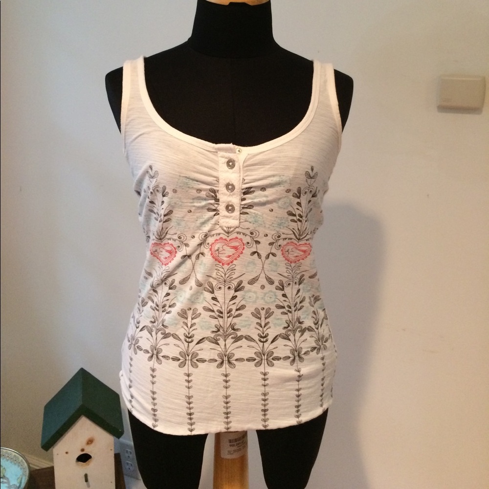 4/$15 SUPER SALE Free People White Patterned Tank