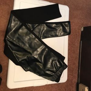 Black faux leather leggings