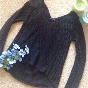 American Eagle Black w/Sparkles Crochet Sweater