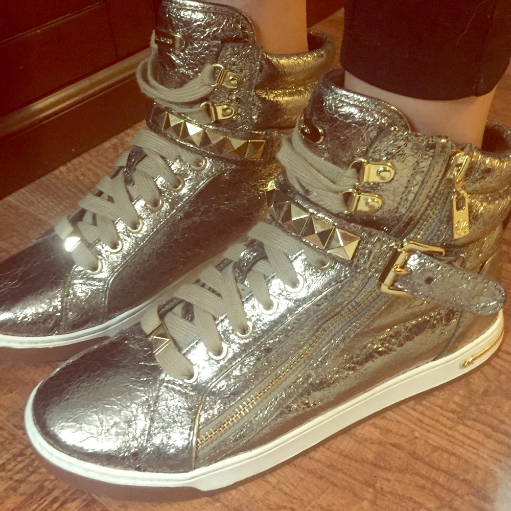Metallic gold sneakers