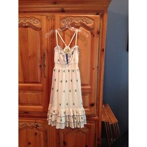 Anthropologie Floreat White Floral Dress