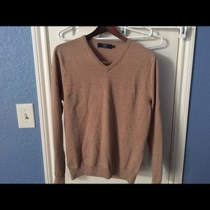 Mens British Tan J Crew Small V Neck Sweater