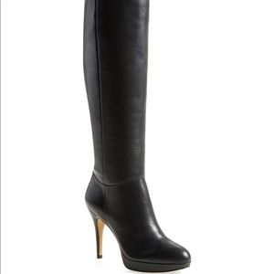 NWT Vince Camuto Blk Leather high boots - Size 6.5