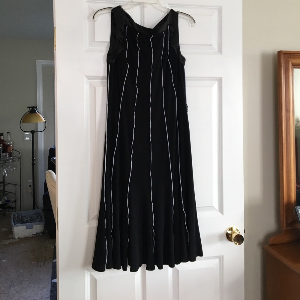 Black dress with white piping