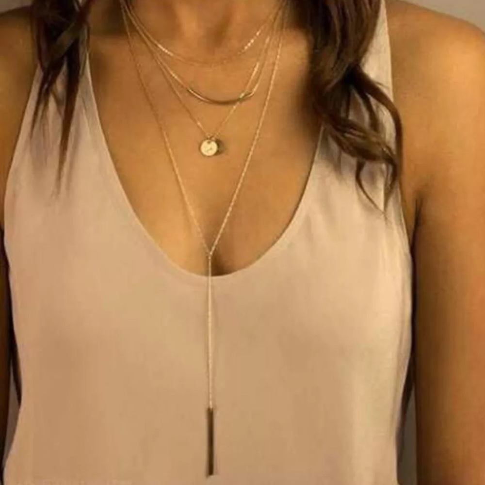 Four layer bar necklace