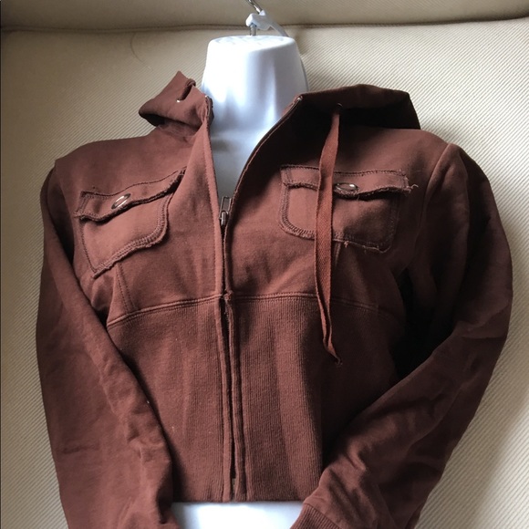Chocolate brown - hoodie with zipper -size medium - Picture 2 of 5