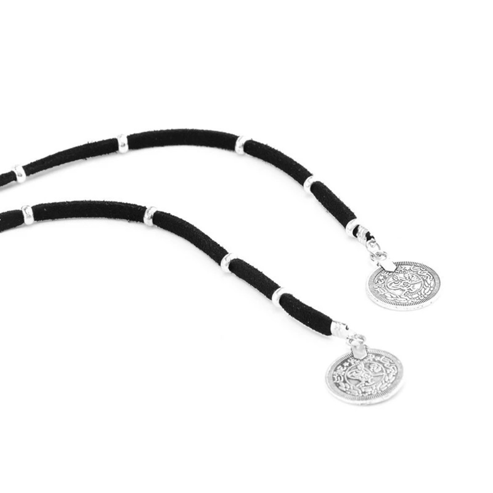 HPπSuede Tibetan Coin Choker Necklace - Picture 5 of 5