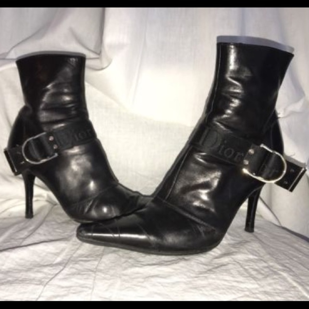 Leather Dior moto ankle strap boot 7.5///38.5