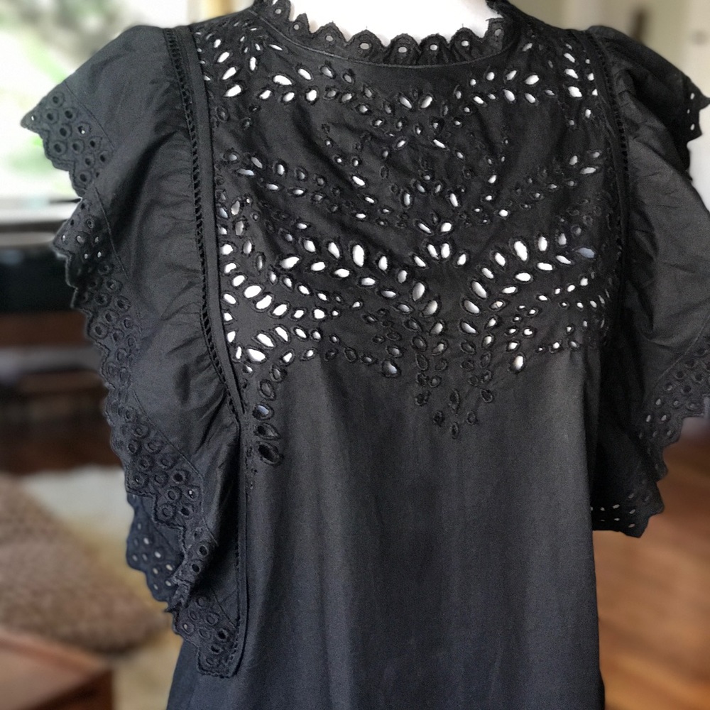 Isabel Marant Scarla Black Eyelet Lace Mini Dress - Picture 2 of 6
