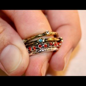 Punk vintage style stocking midi  ring set