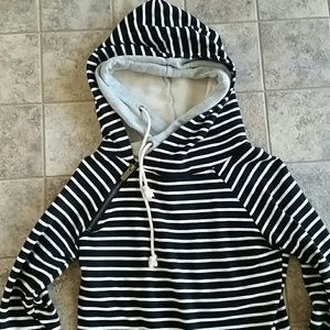 Striped, double hood, sweatshirt
