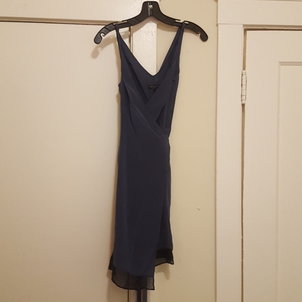 Rag & Bone blue silk wrap dress, size 0