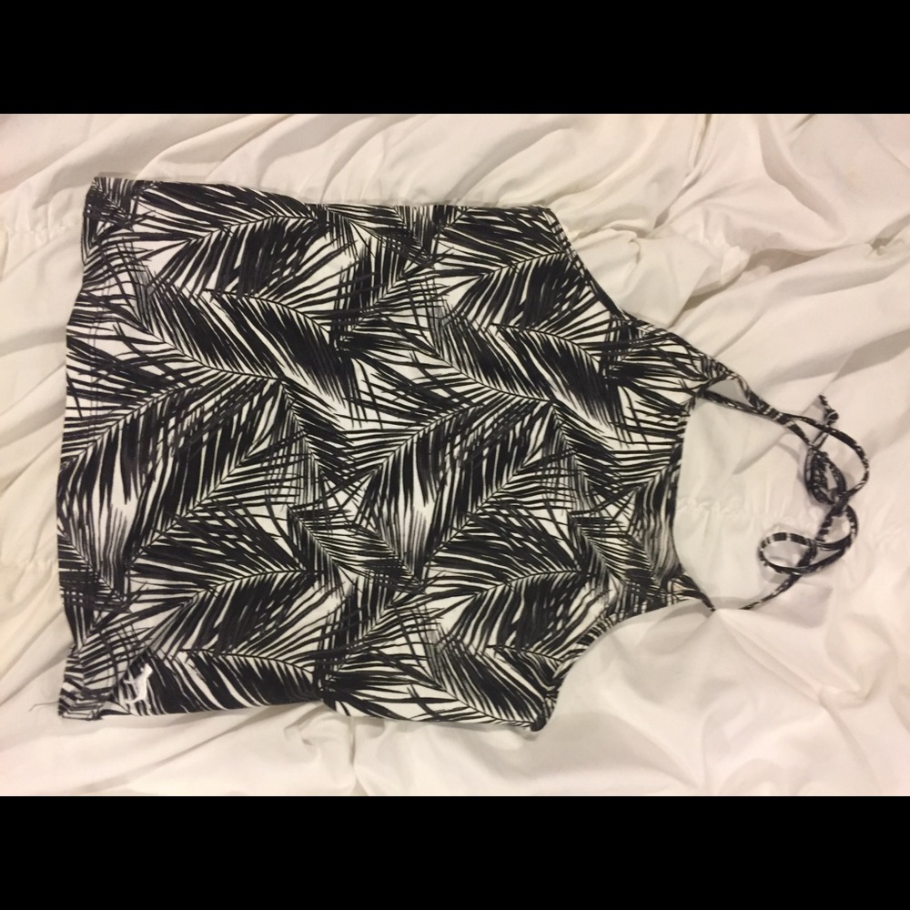 Fern design, black and white, tight, halter