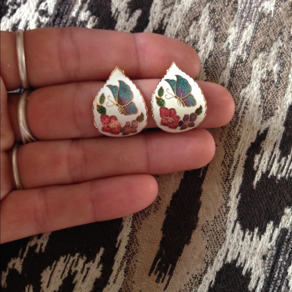 Vintage Cloisonné Enamel Earrings