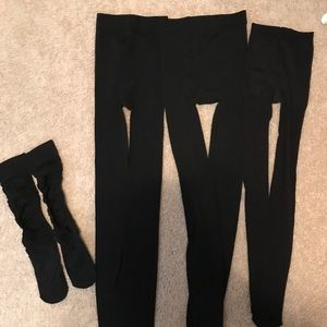 2 pair leggings. 1 pair tights. 1 pair knee highs.