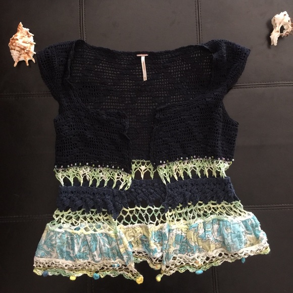 Free People Jackets & Blazers - 🐚🦋Free People BOHO Beaded Crochet Vest🦋🐚Size M